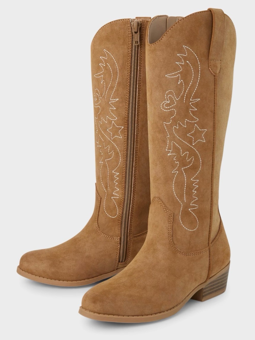 Tall Girls’ Cowboy Boots Tan Suede-Look Size US 1